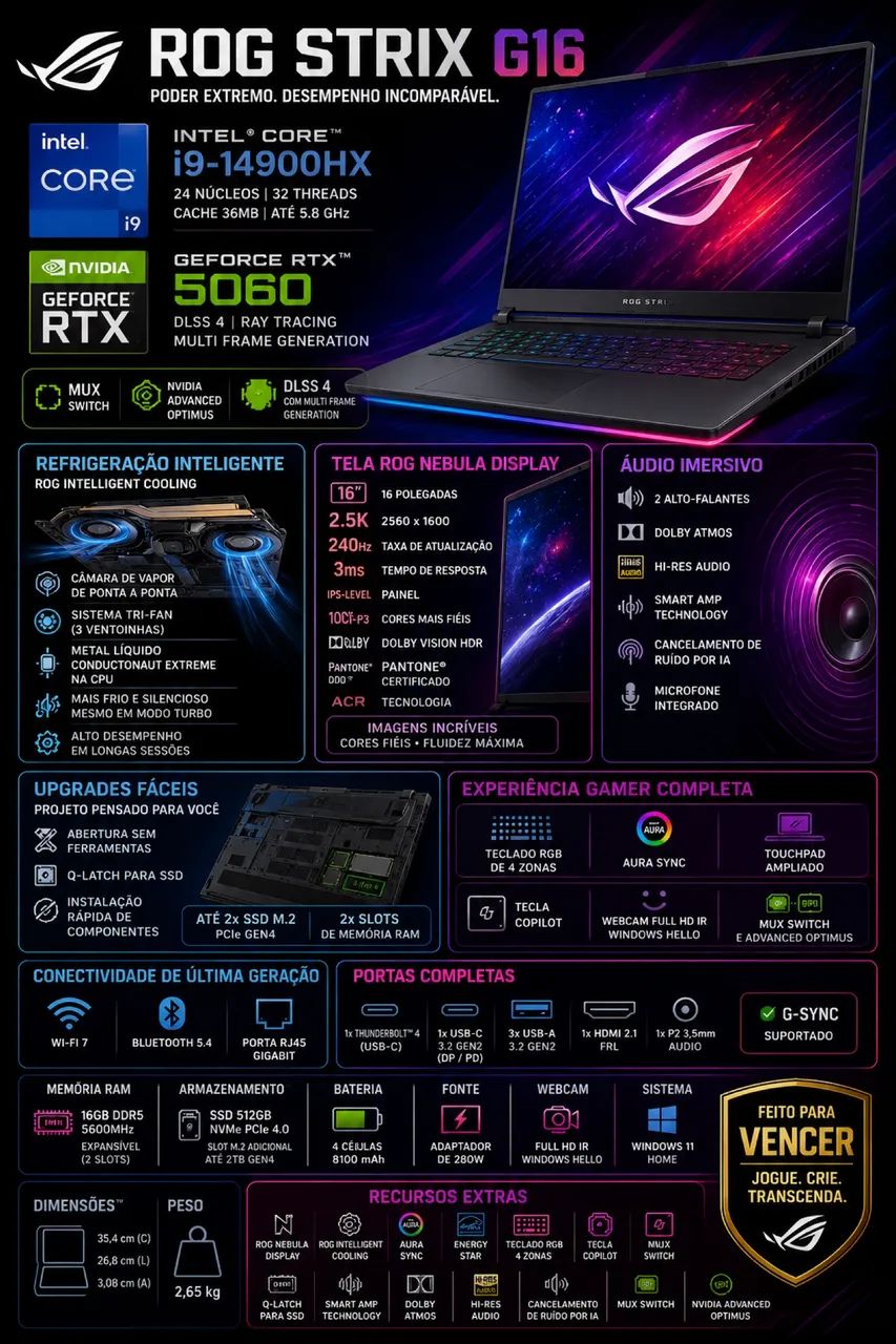 Notebook Gamer Asus Rog Strix g16 (Lançamento) - Foto 2