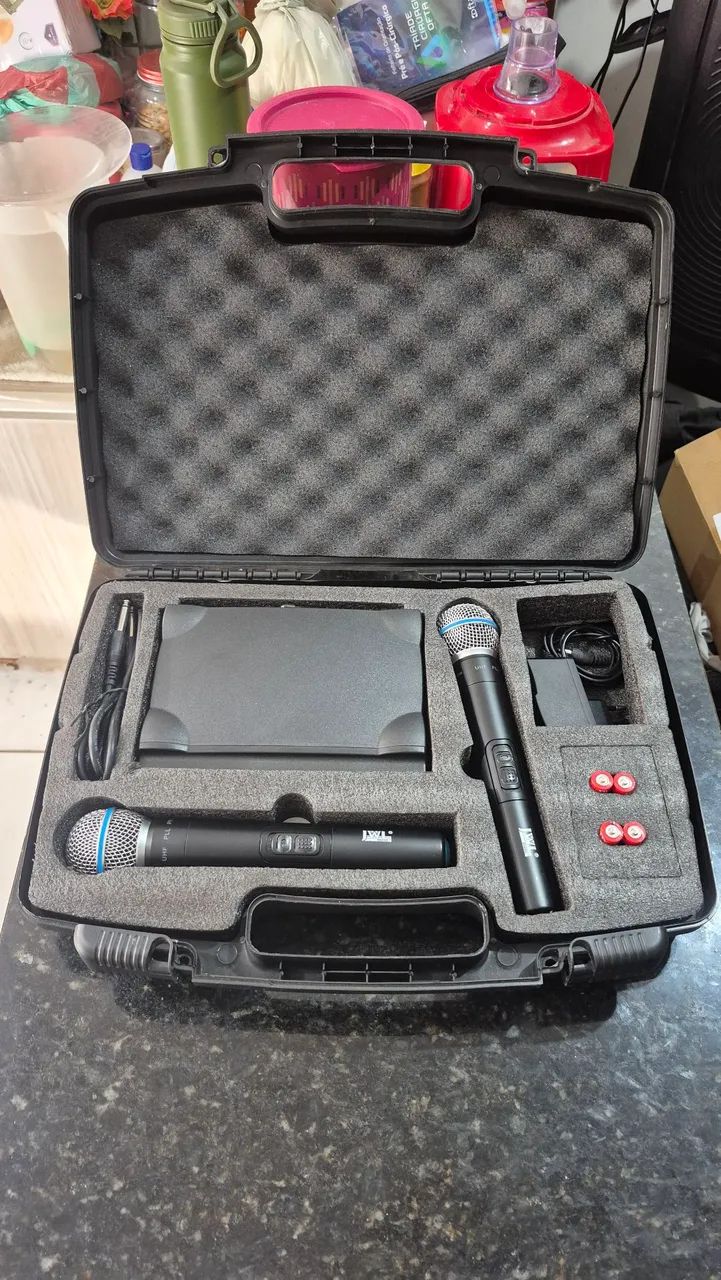 Microfone Sem Fio Duplo JWL U-585 - profissional