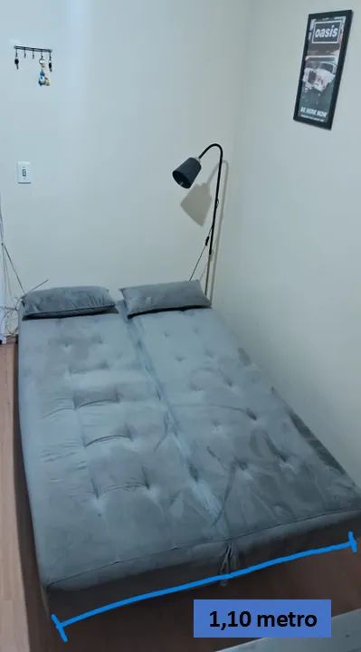 Sofá-cama três (3) lugares cinza suede - Foto 2