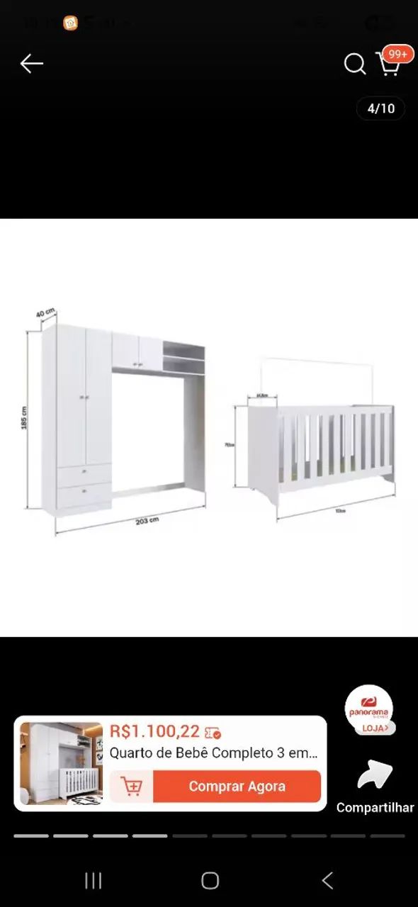 Guarda  roupa infantil 4 portas e 2 gavetas e o berço  - Foto 3