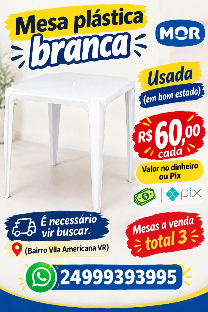 Mesa plástica Mor a  unidade 