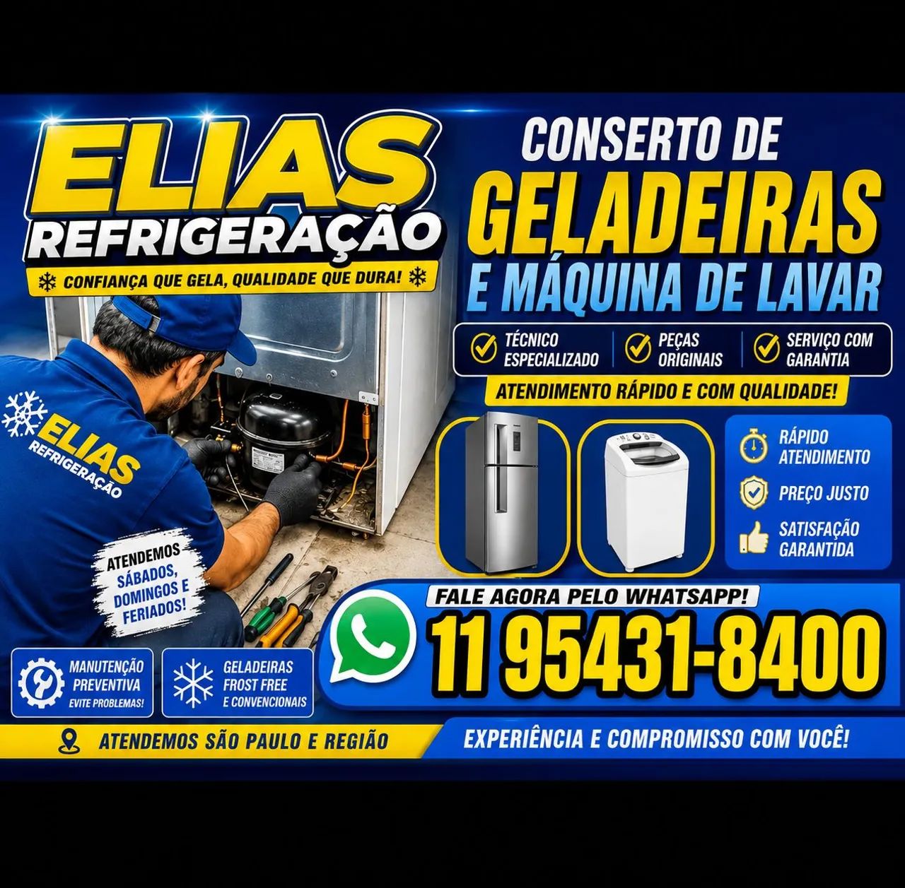 Conserto de geladeira e máquina de lavar 