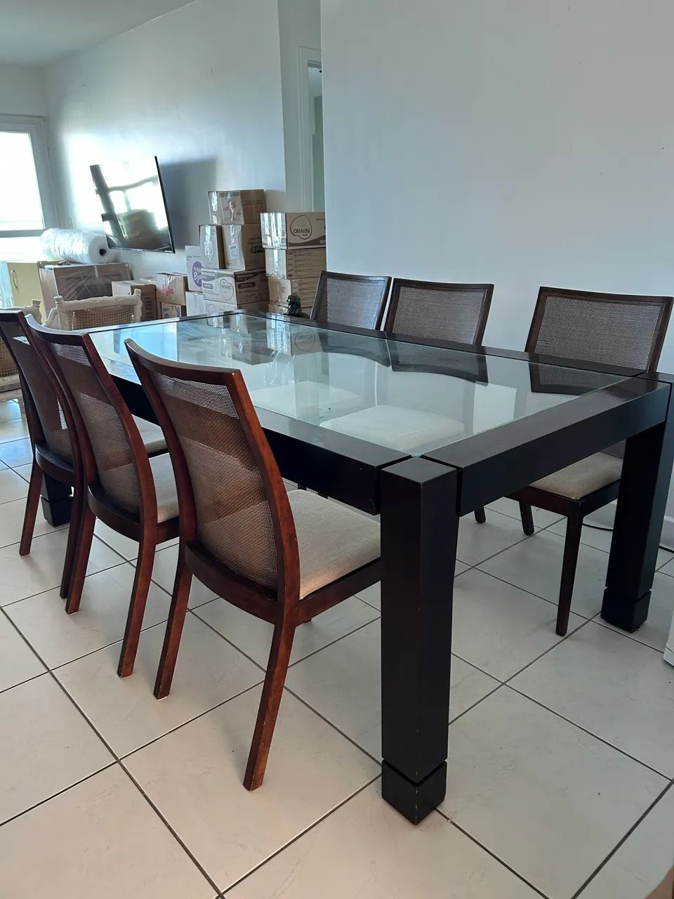 Conjunto de mesas e cadeiras para sala de jantar e estar 
