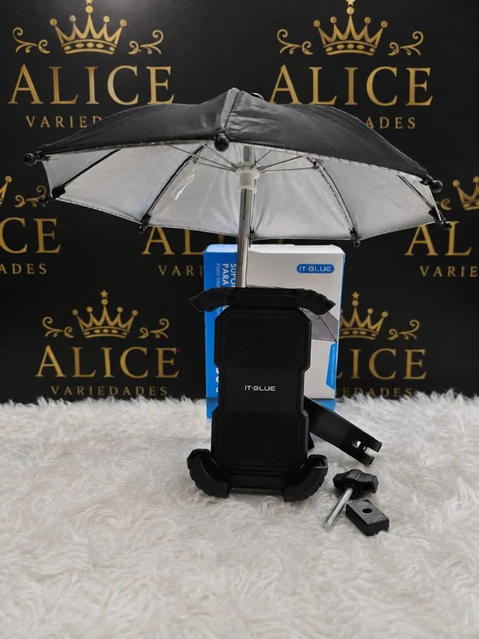 Suporte de celular para moto com sombrinha de proteção 
