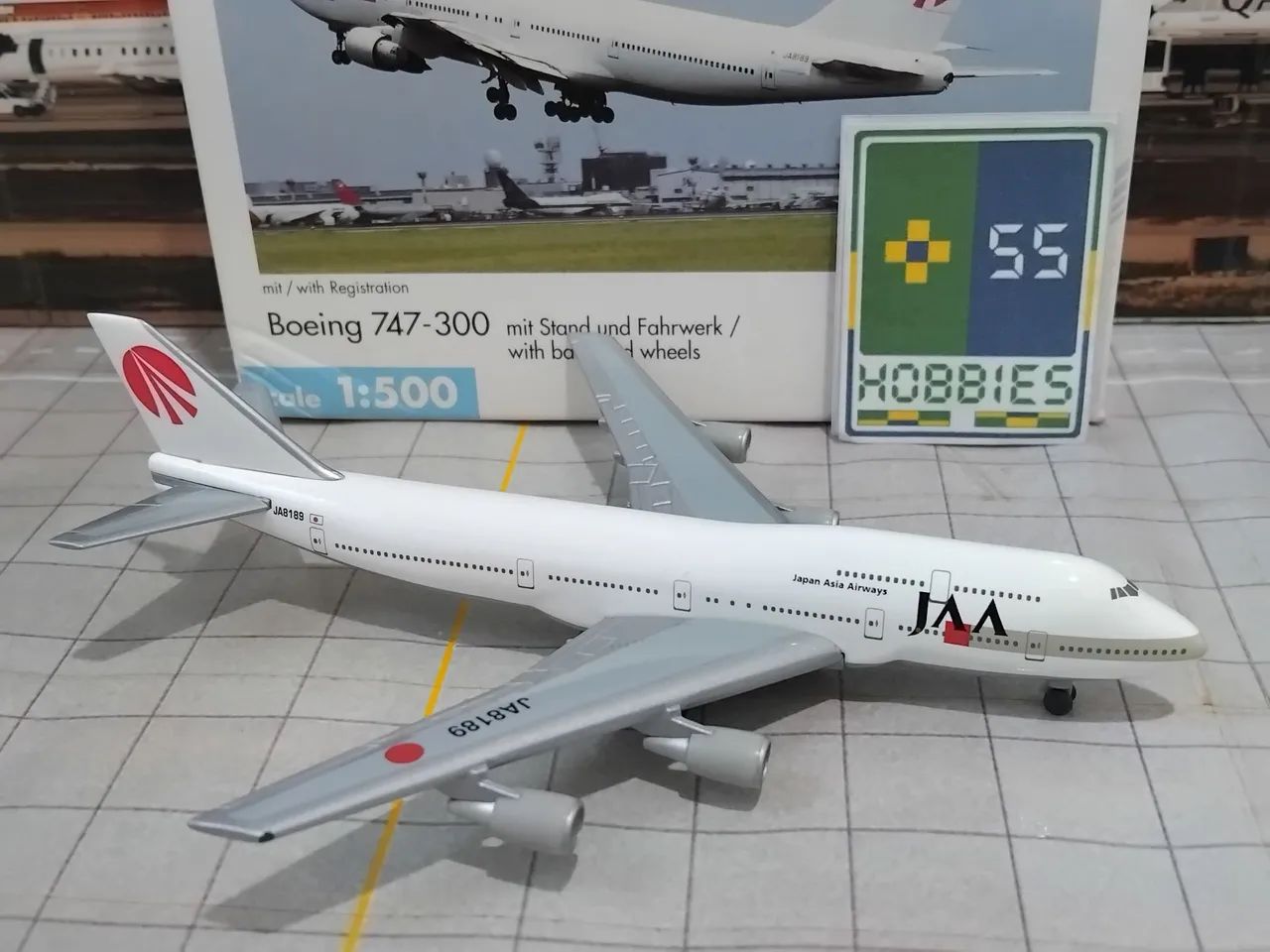 Miniatura Avião Herpa Wings 1/500 JAA Japan Asia Airways Boeing
