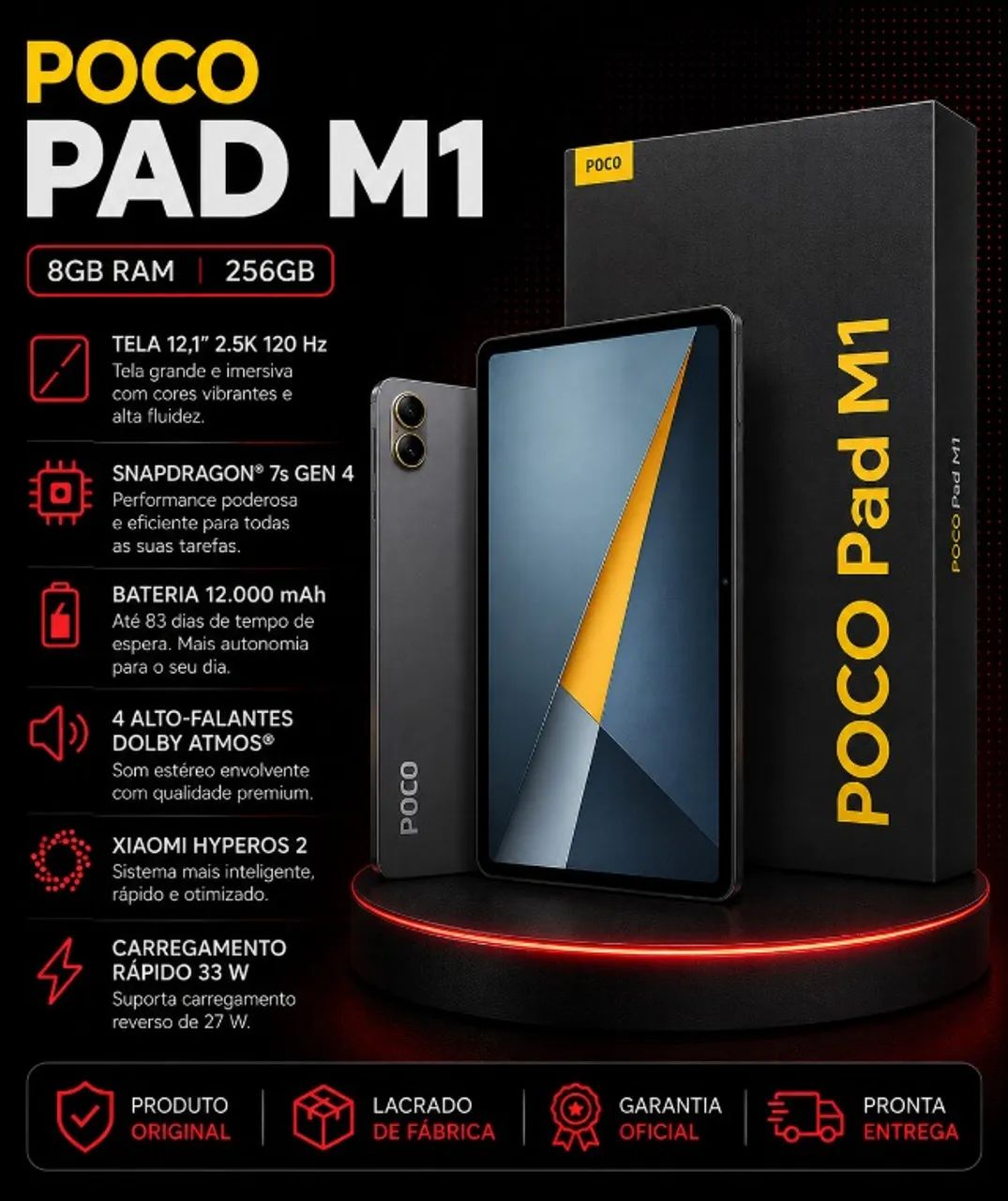 POCO Pad M1 8GB 256GB Com Tela 12.1