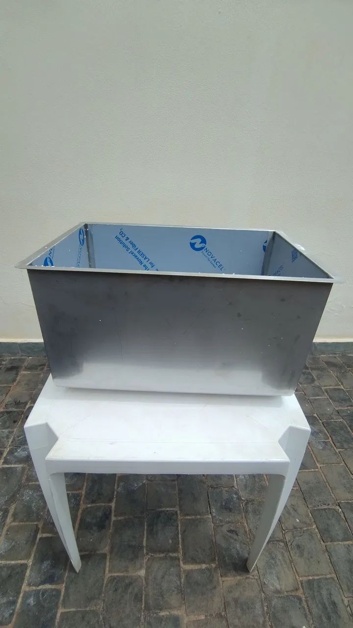 Cuba Industrial Pia Aço Tanque Inox 60x40x35cm Cozinha Cinza