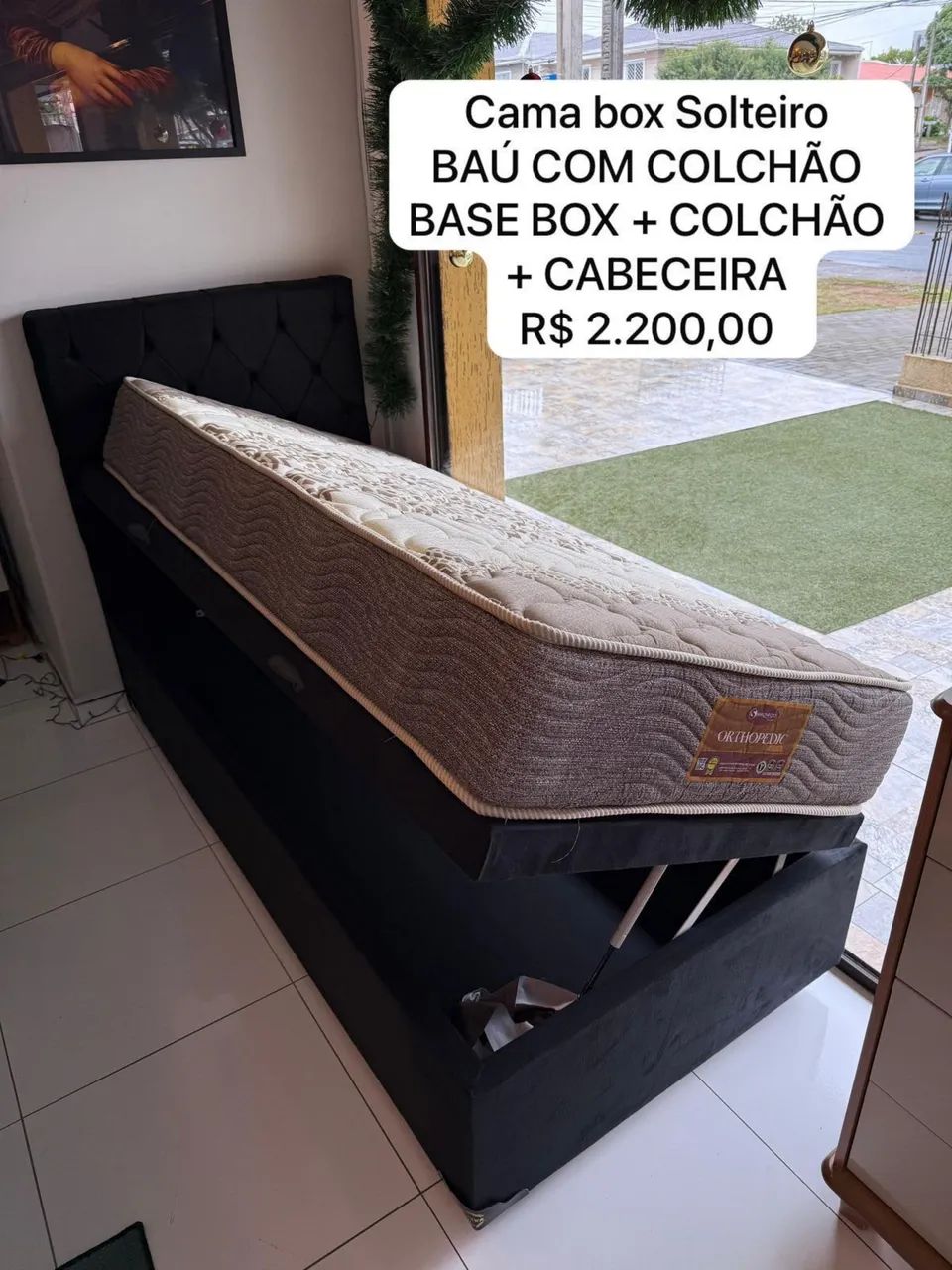 Cama box BAÚ SOLTEIRO COM COLCHÃO - Entrego! 