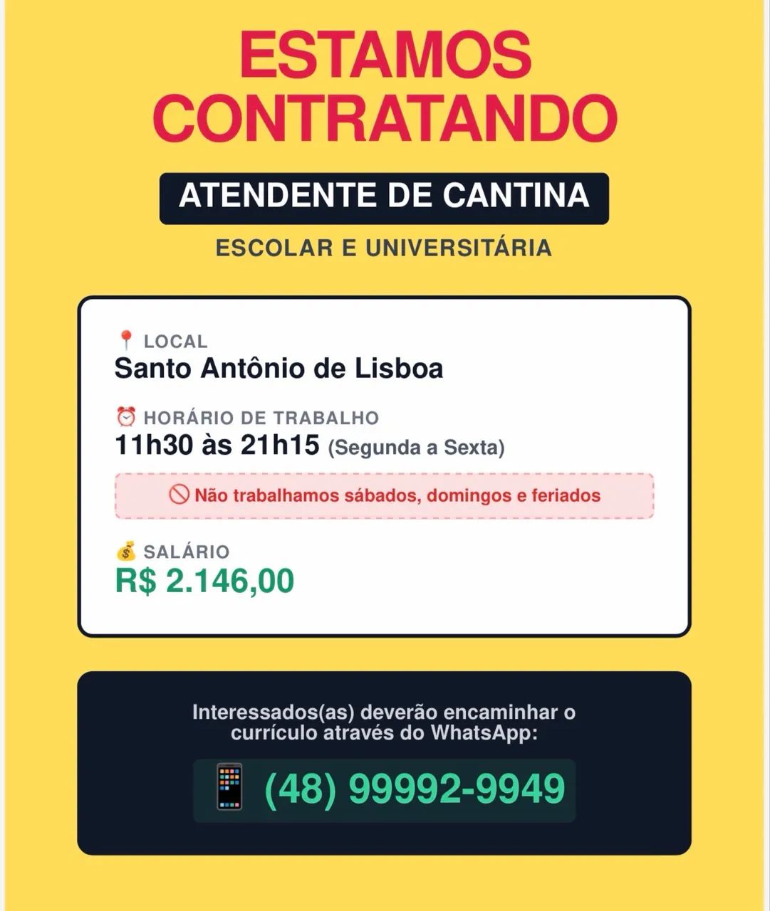 ATENDENTE de CANTINA