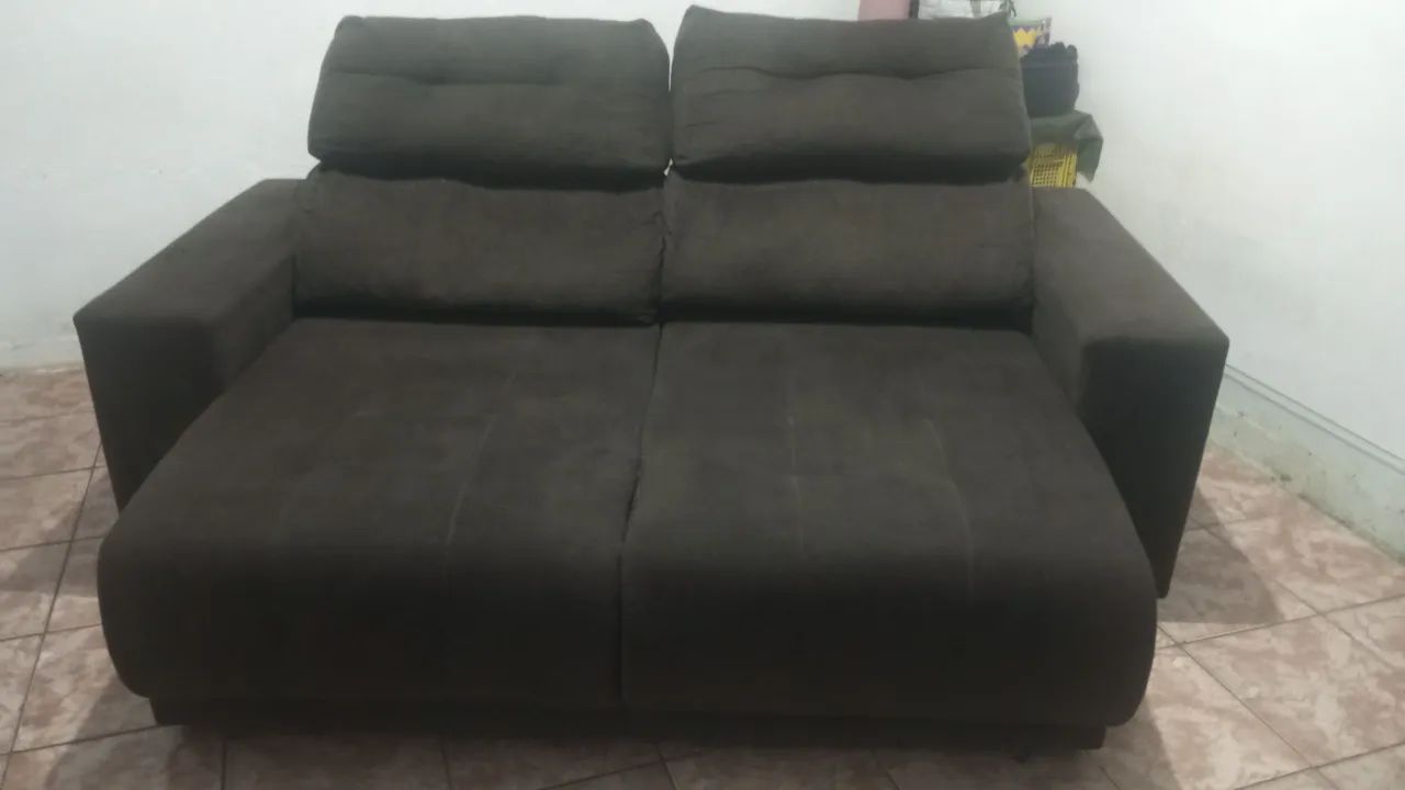 Sofá retráti el reclinável marrom 2 lugares