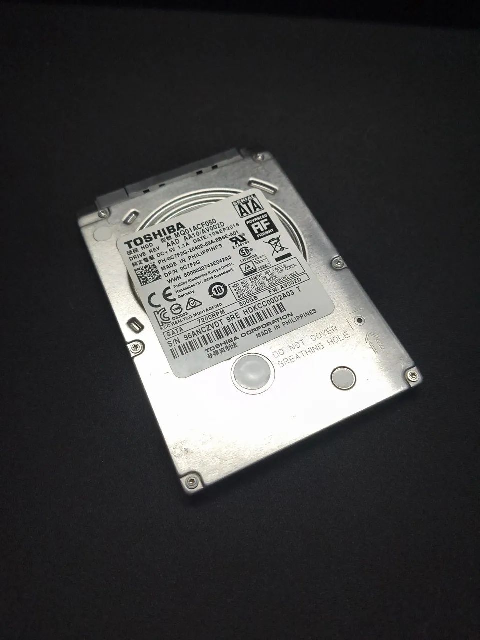 HD de Notebook Toshiba 500gb