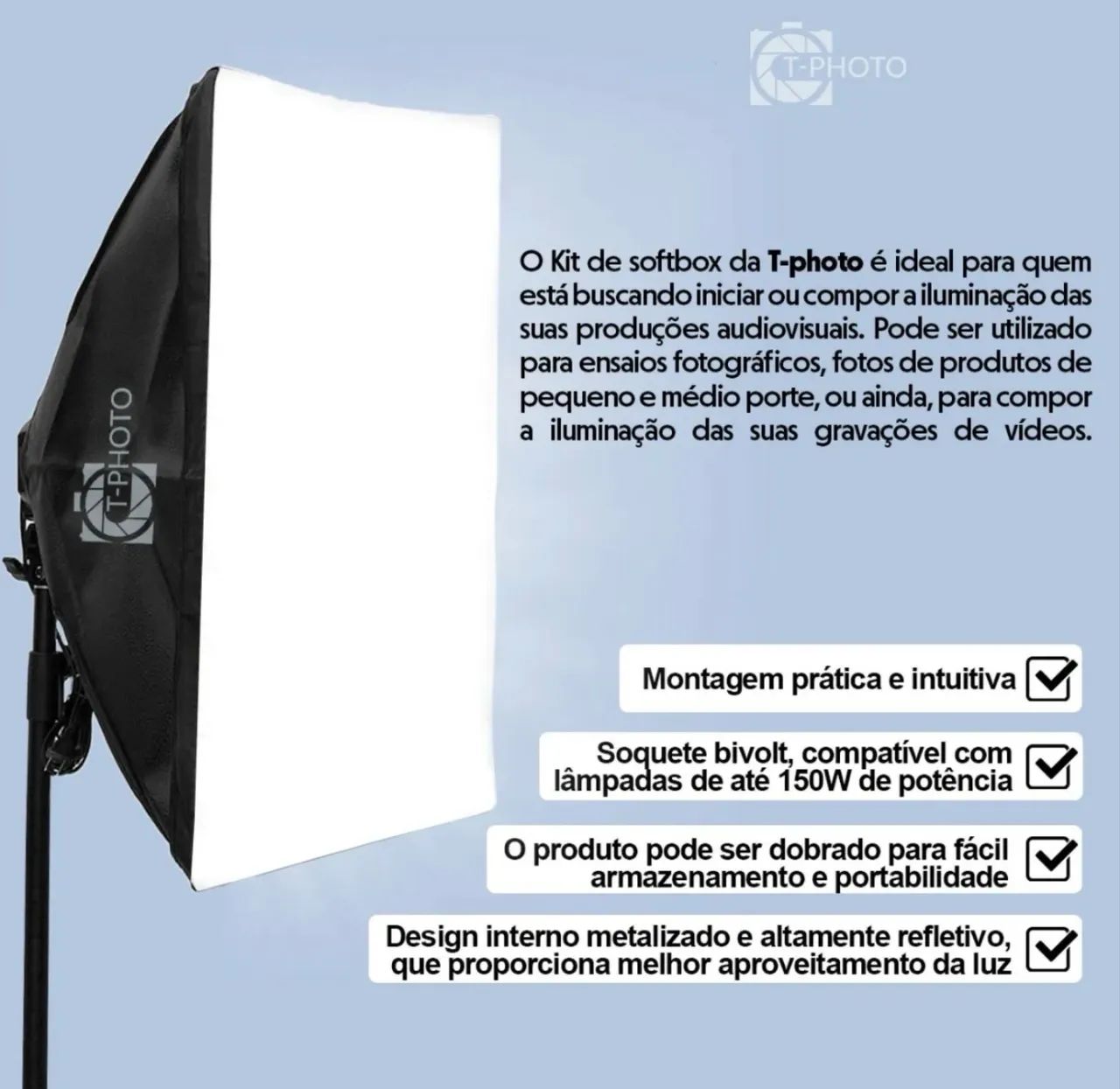 2 Softbox Duplo Quadruplo Tripés 2m + 2 Lâmpada Tricool Para Softbox 135w 5500k  - Foto 6