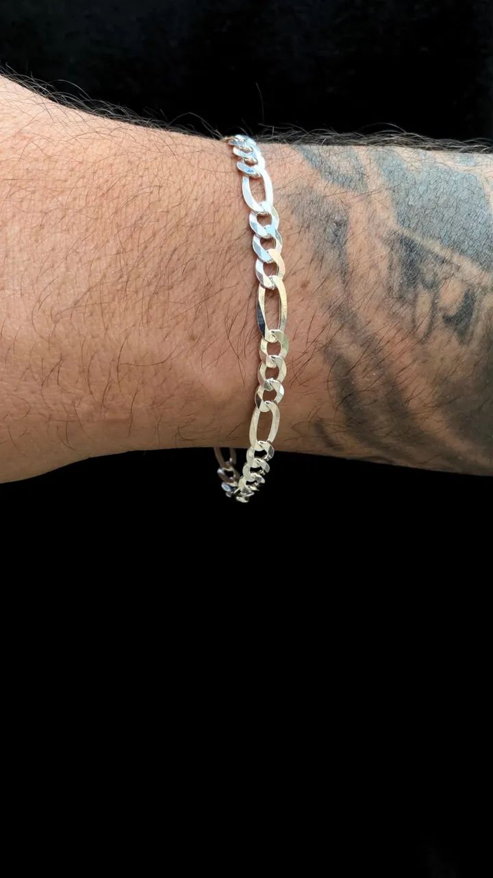 Pulseira prata 925 legítima 4mm grumet 3x1  - Foto 2