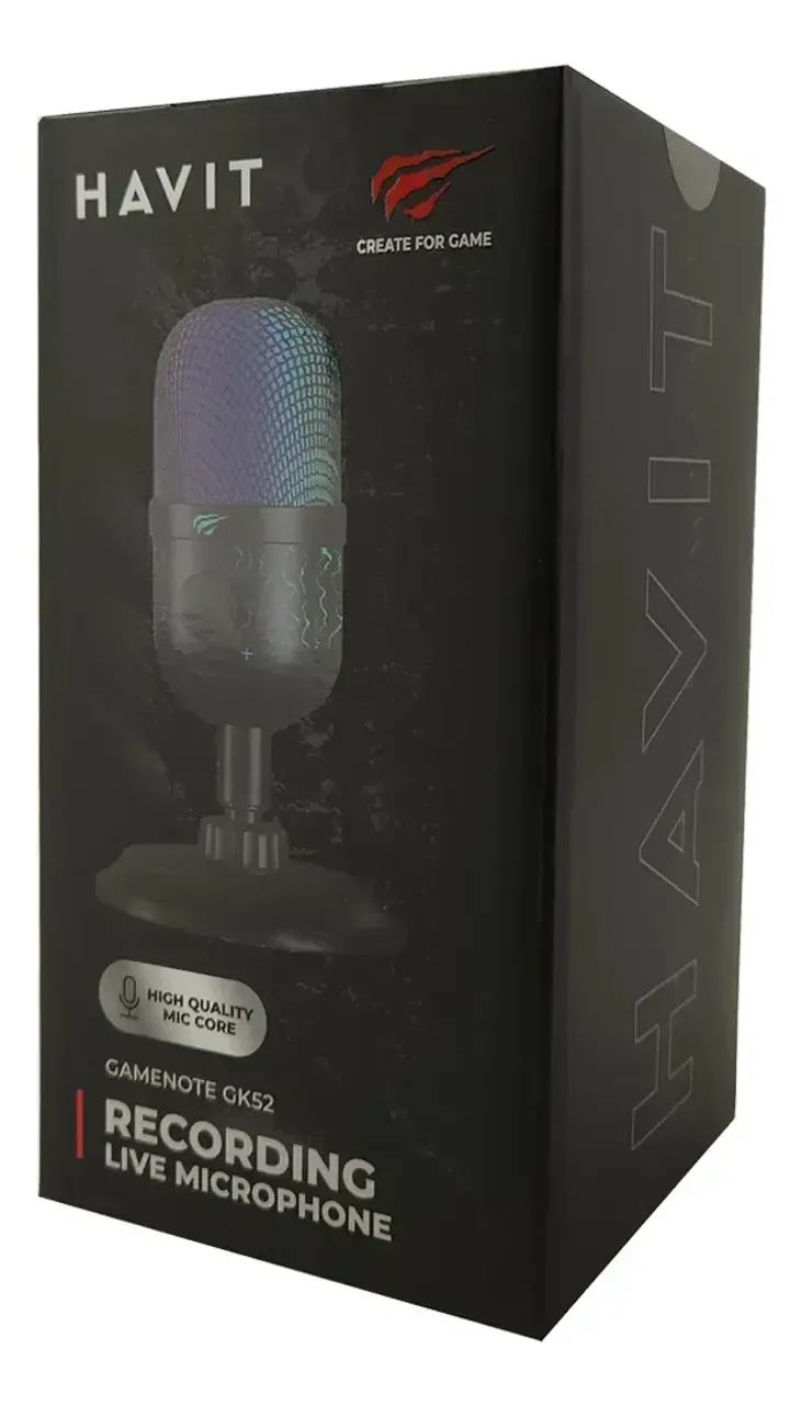 Microfone Gamer Usb Mesa Havit Gk52 Rgb Omnidirecional Preto - Foto 3