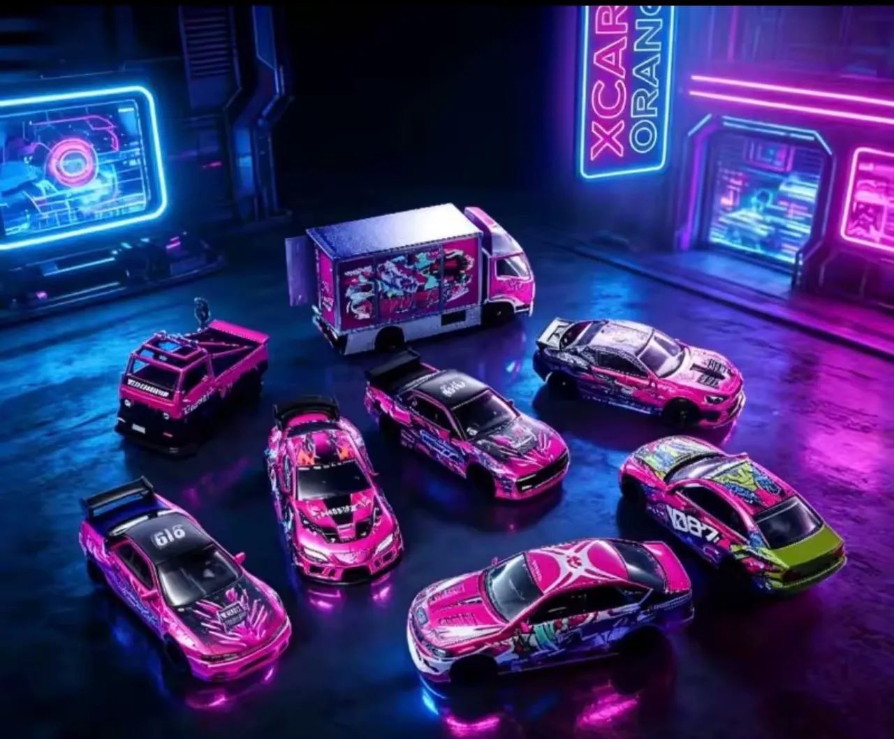 XCARTOYS ORANGE BOX 1087X? 1087X DRIFT TEAM - 8 Miniaturas