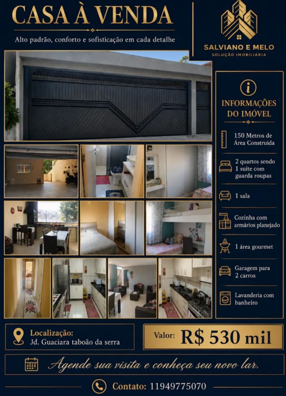 Casa em Taboão da Serra, 2 quartos, suíte e garagem