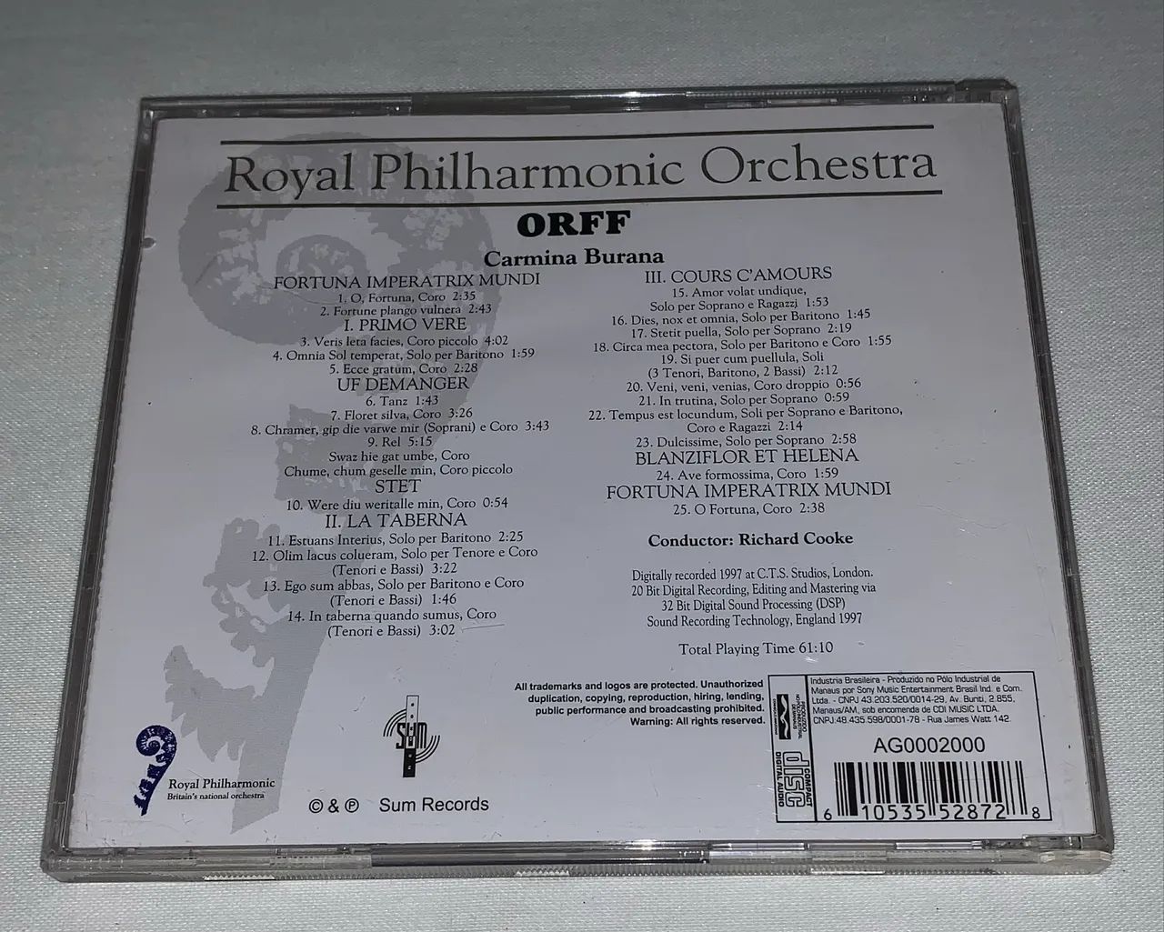 cd royal philharmonic orchestra carl orff carmina burana - Foto 2