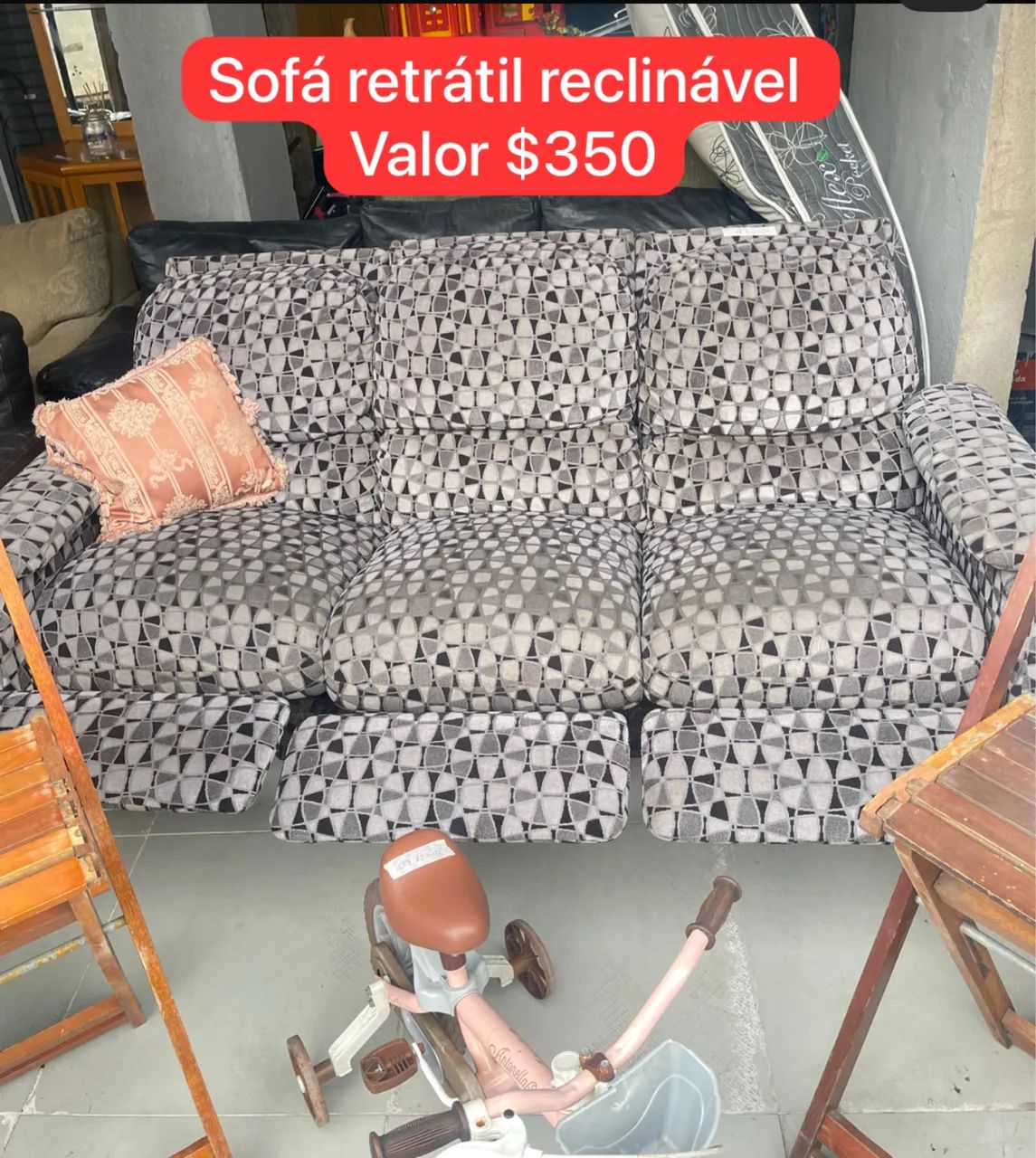 Sofá retrátil reclinável de 3 lugares 65569177853569120
