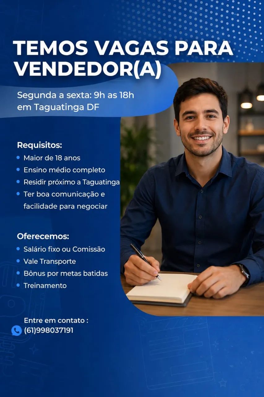 10 vagas para vendedores 