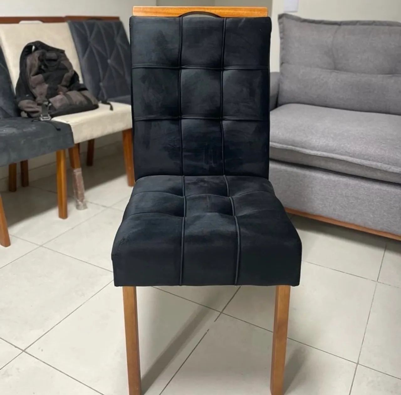 Conjunto Compacto Viena 4 Lugares Imbuia com Cadeiras Estofadas - Foto 2