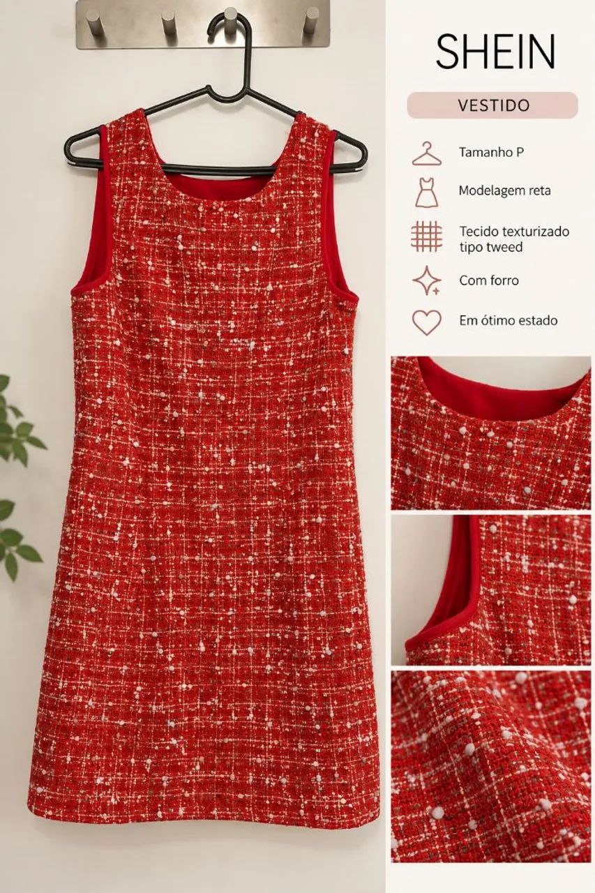 Vestido de Tweed Vermelho 