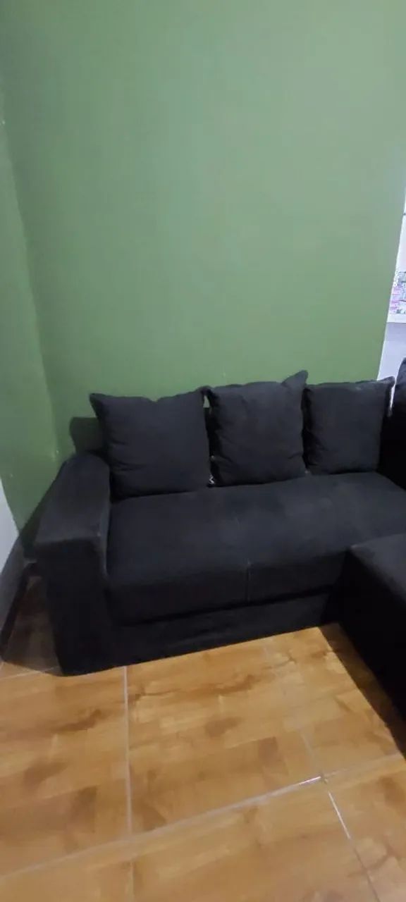 Sofá de canto preto Suede - Foto 3
