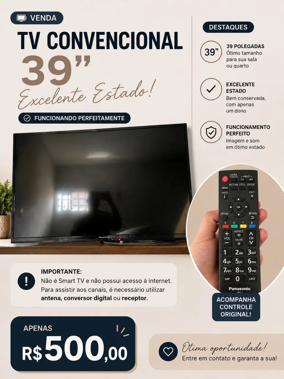 TV convencional 39 polegadas 