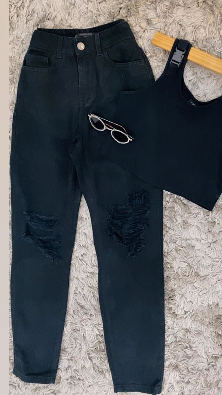 Calça jeans Mom Swear e cropped  fivela tam 36 - Foto 5