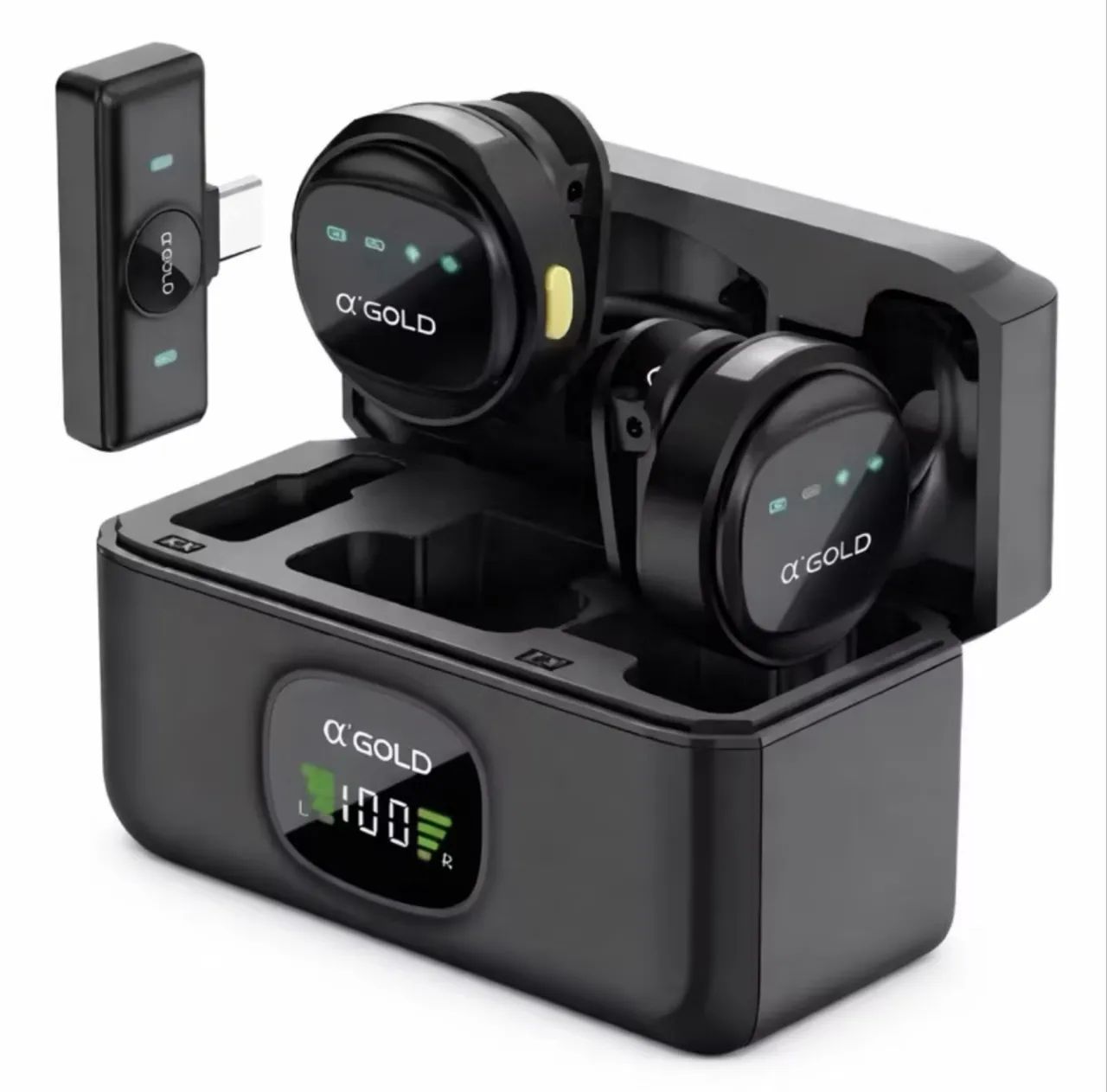 Microfone de Lapela Sem Fio com Redução de Ruído IA - iPhone e Tipo-C