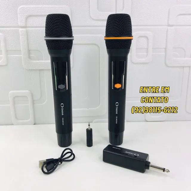 Microfone Duplo Sem Fio com Receptor de Sinal, Anel Deslizante Onistek MC825 - Foto 2