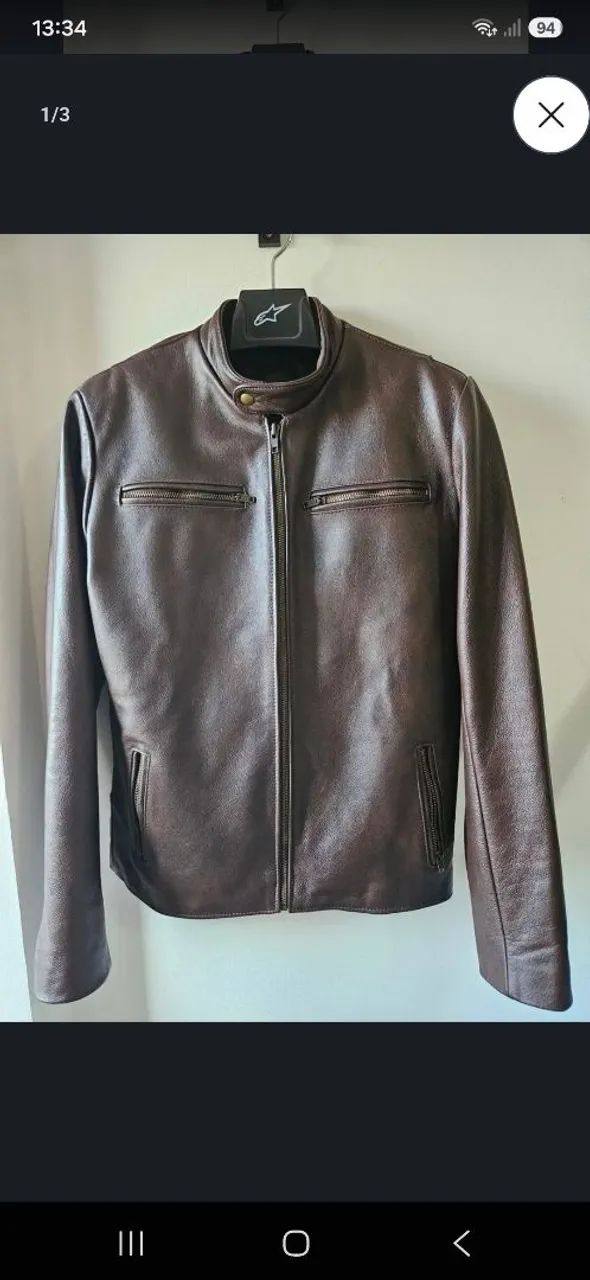 Jaqueta de couro legítimo estilo Café Racer