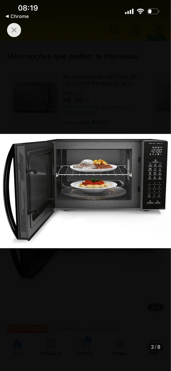 MICROONDAS PANASONIC 28L DUPLA REFEIÇÃO 