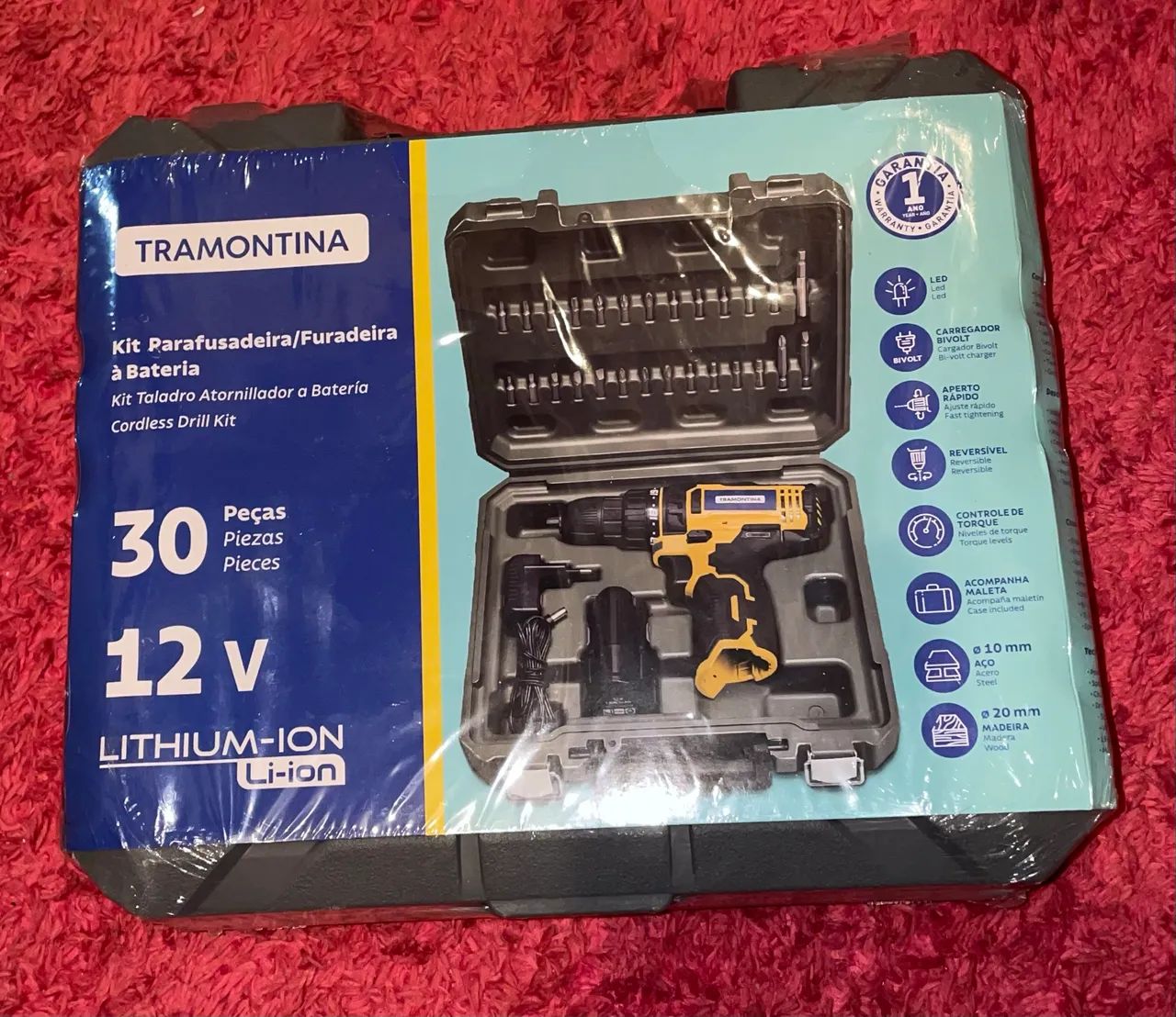 Parafusadeira Furadeira De Impacto Tramontina A Bateria 12 V 30 Peças Nova