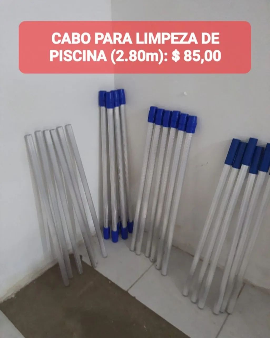 Cabo de alumínio para limpeza de piscina 3m