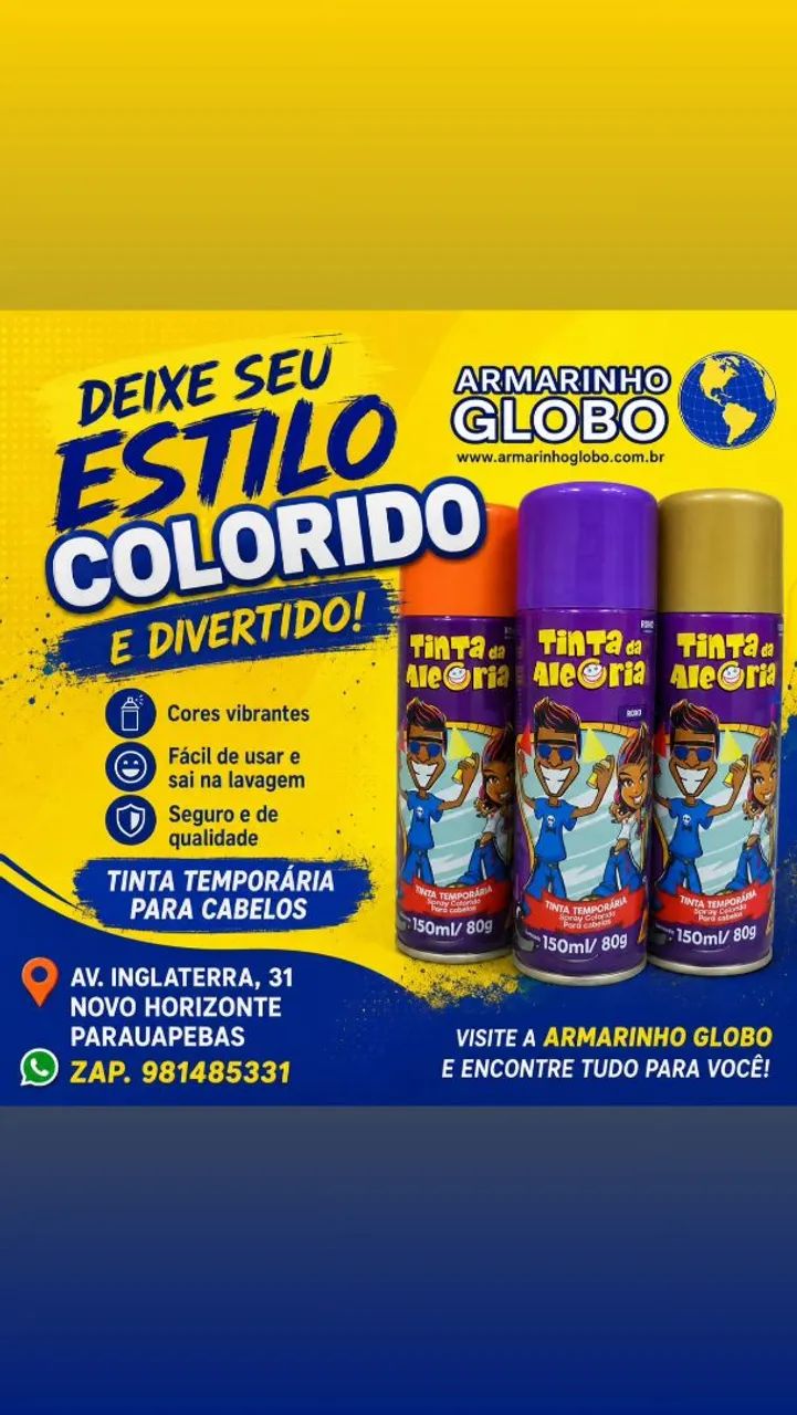 Spray para colorir cabelo