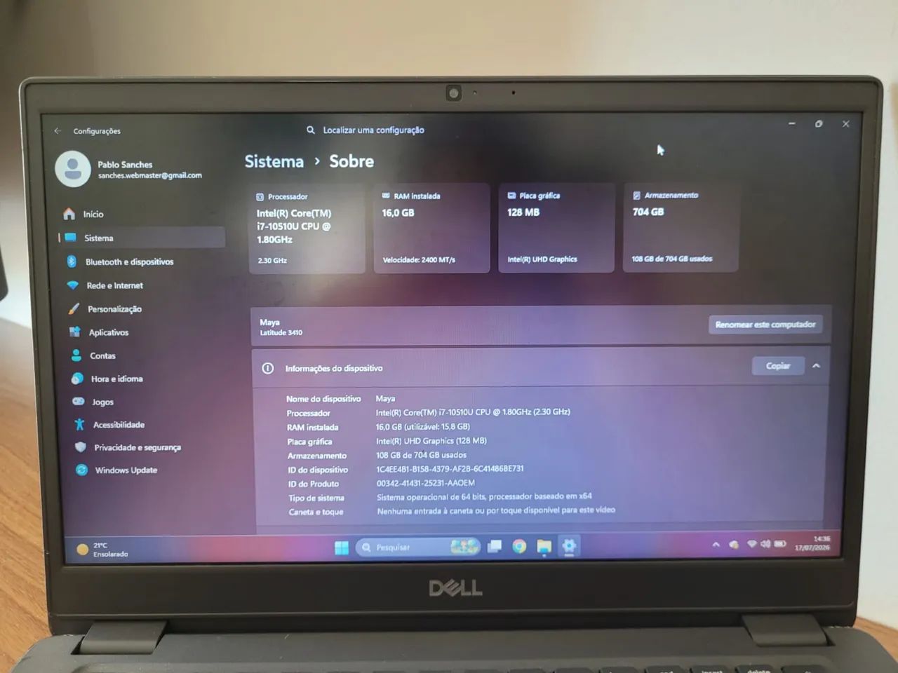 Notebook Dell i7 10g 16g ssd  - Foto 2