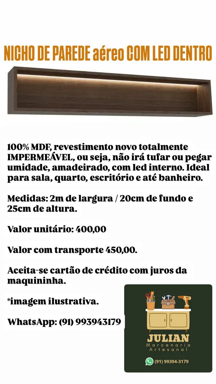 NICHO DE PAREDE aéreo COM LED DENTRO - Foto 2