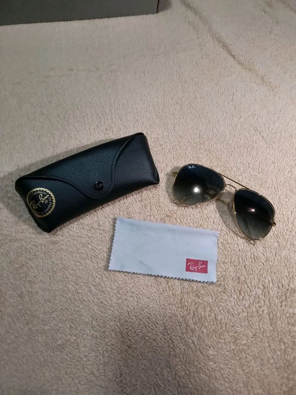 óculos de sol rayban aviator dourado - Foto 3