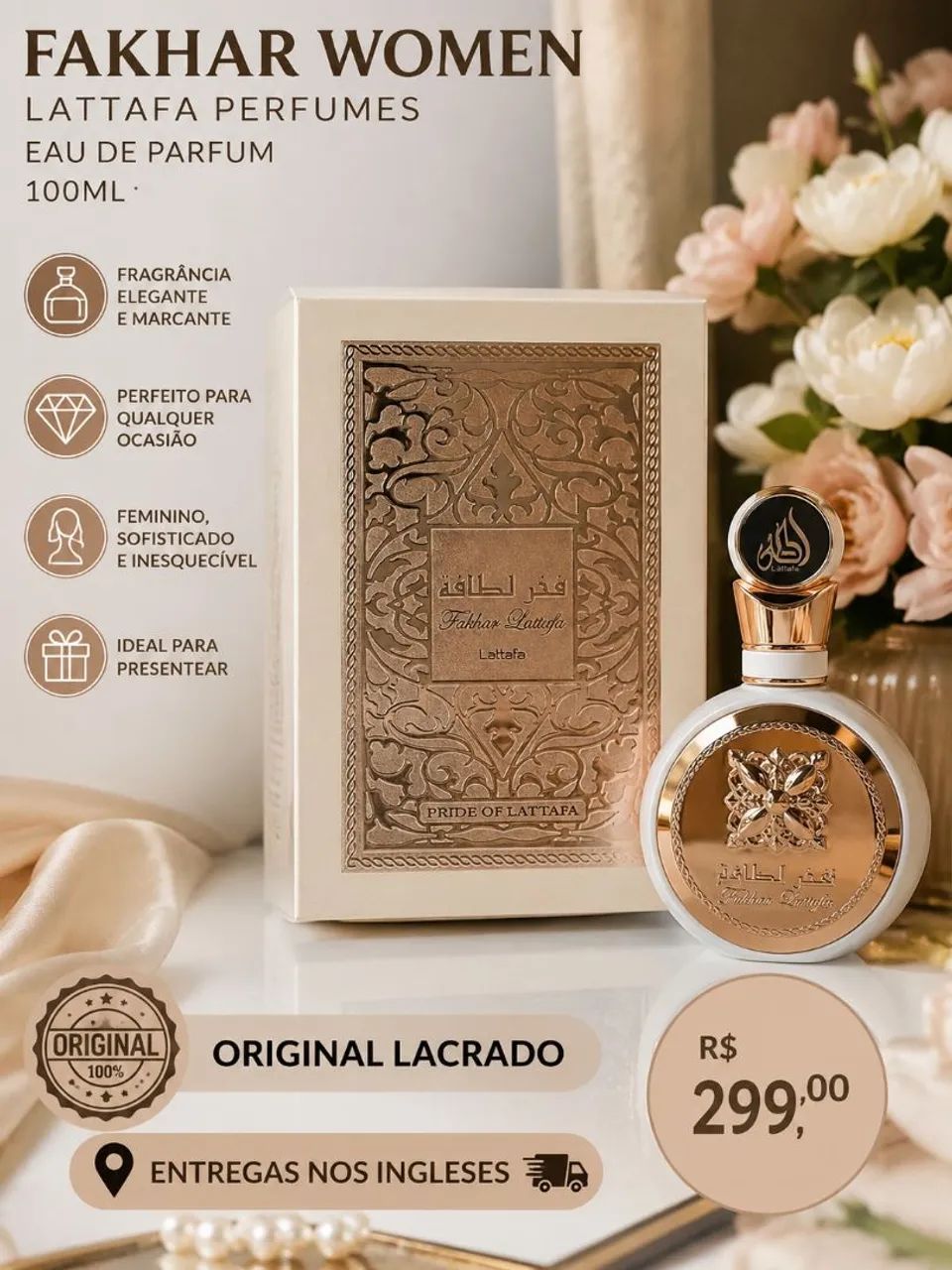 Fakhar Lattafa Perfumes Eau de Parfum - Perfume Feminino 100ml - ORIGINAL LACRADO  - Foto 2