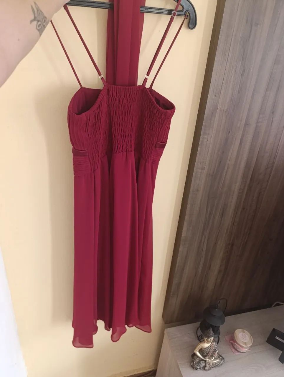 Vestido de chifon cor vinho M - Foto 3