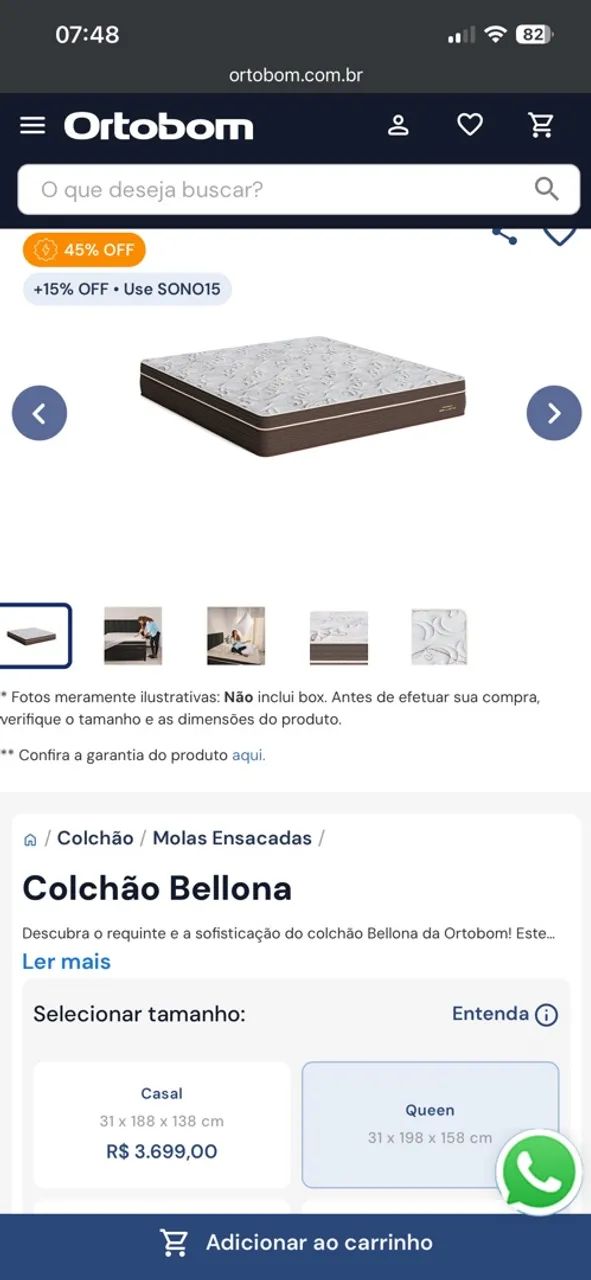 Colchão Queen Bellona Ortobom Novo - Foto 2