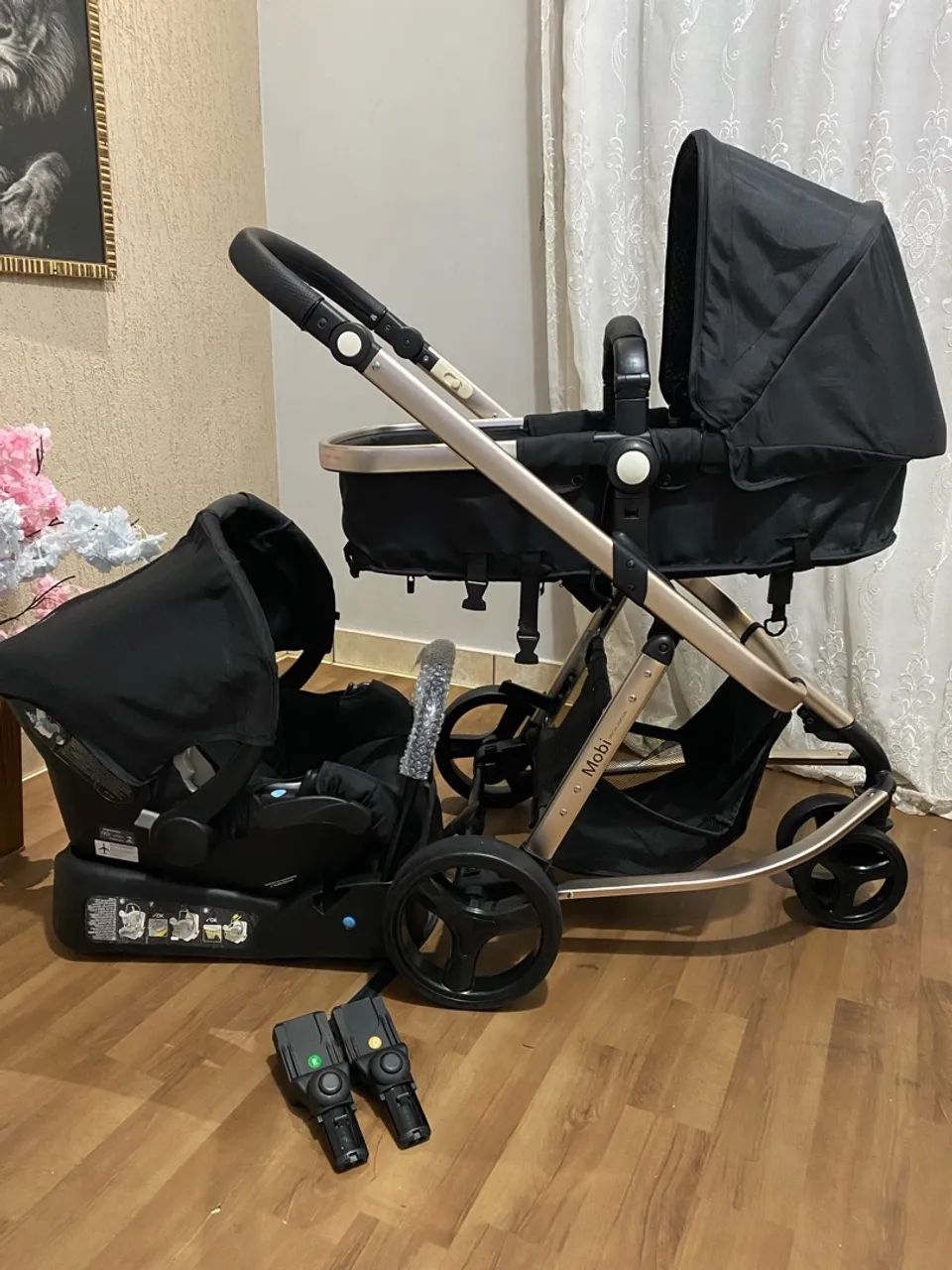 Carrinho Moisés com bebê conforto e base  - Foto 2