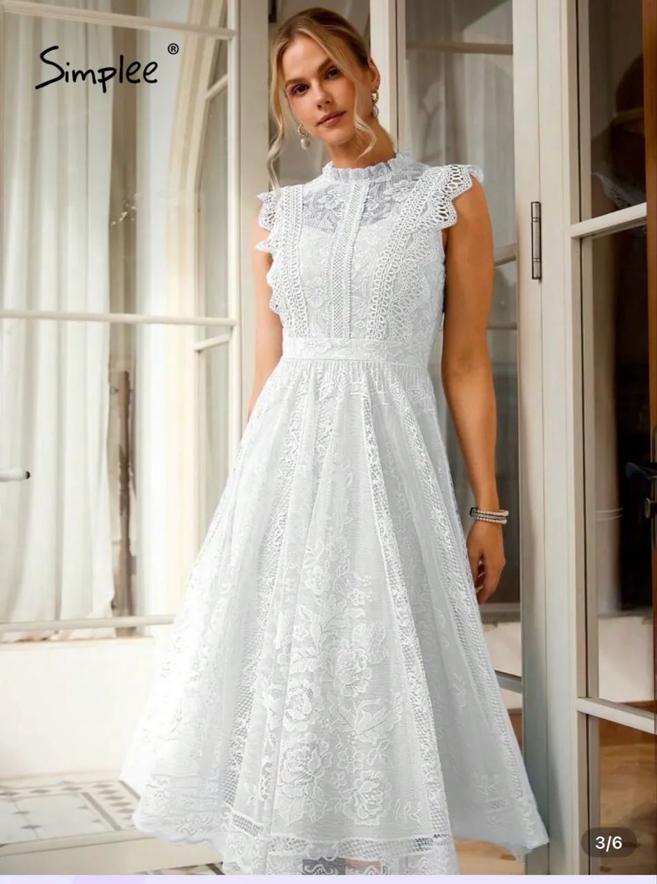 Vestido mídi branco - Foto 3