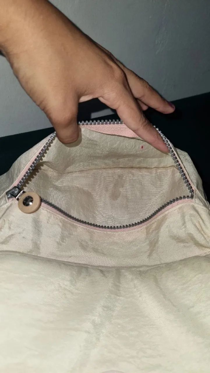 mochila Kipling de nylon bege/rosa.  - Foto 6