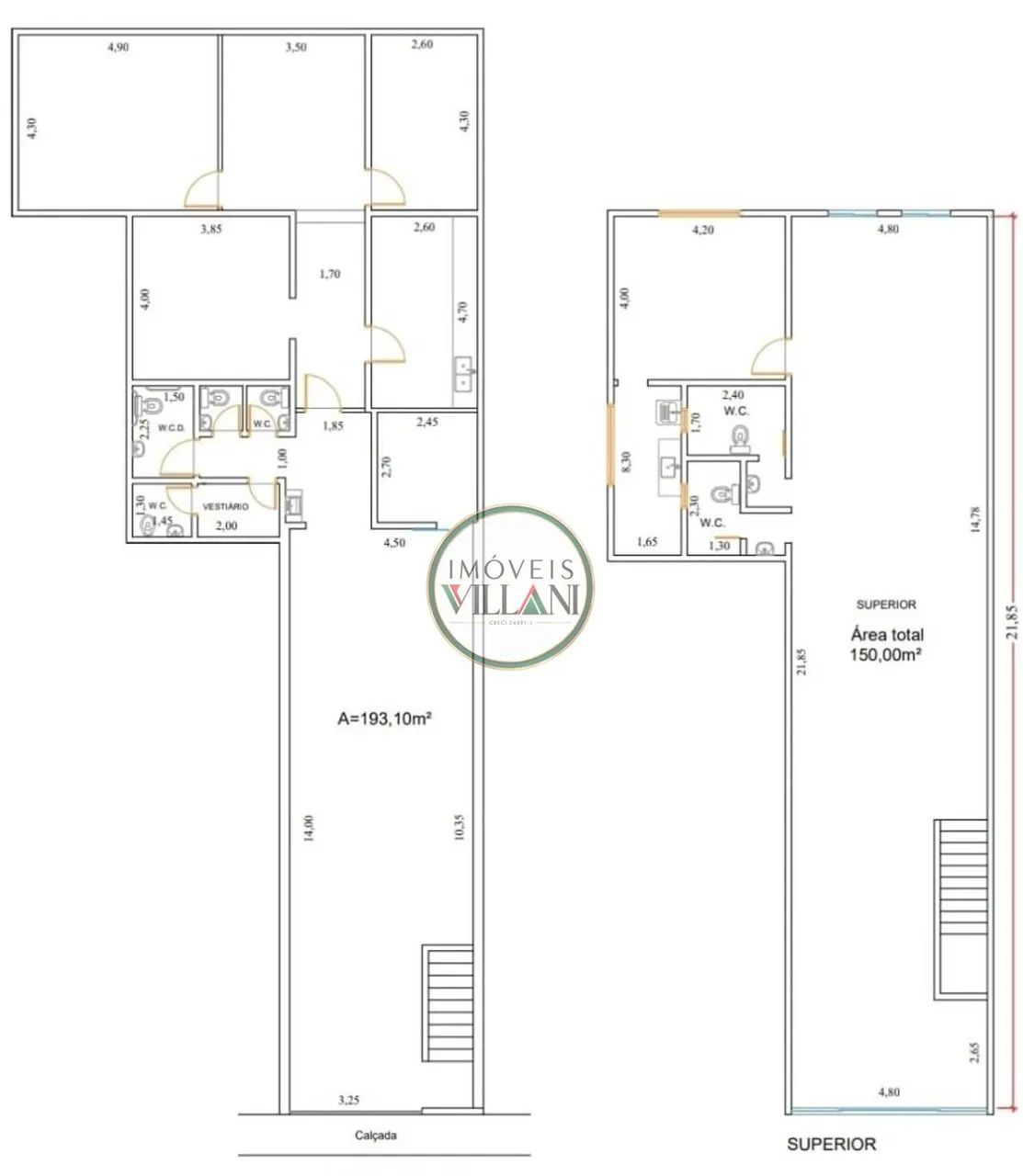Loja e sobreloja para alugar, 343 m² - Centro de São José dos Campos/SP