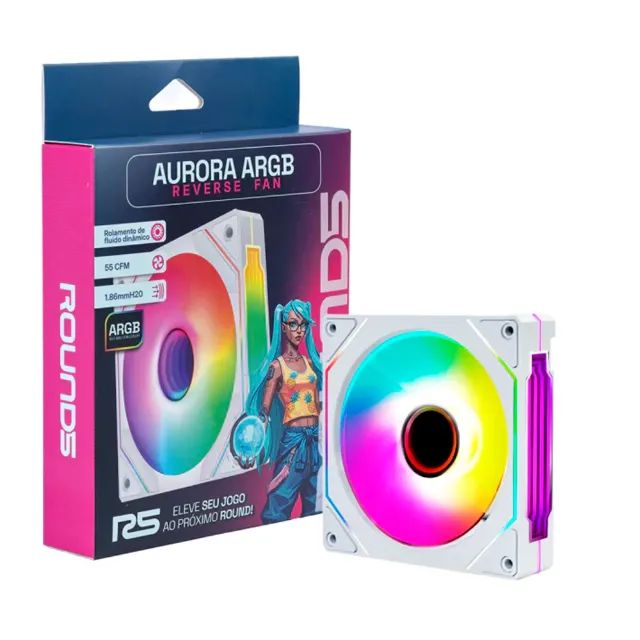 ROUND5 Aurora Forward e Reverse Fan 120mm Ventoinha c/ fundo infinito