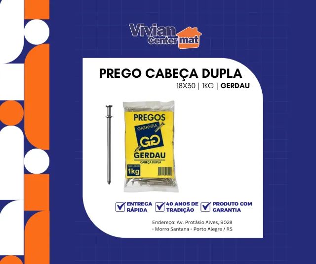 Prego Cabeça Dupla 18x30 1Kg  Gerdau