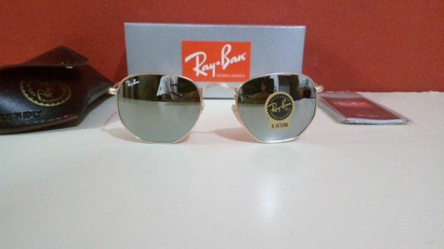 Óculos Ray Ban Hexagonal Espelhado Unissex Novo Frete grátis
