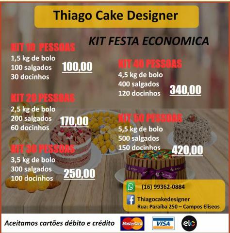 Kit festa bolos doces salgadinhos mini cachorro quente cupcake