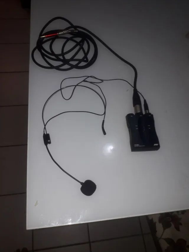 Microfone headset com jts 500, alimentador fantasma,  com cabo para caixa ou mesa..